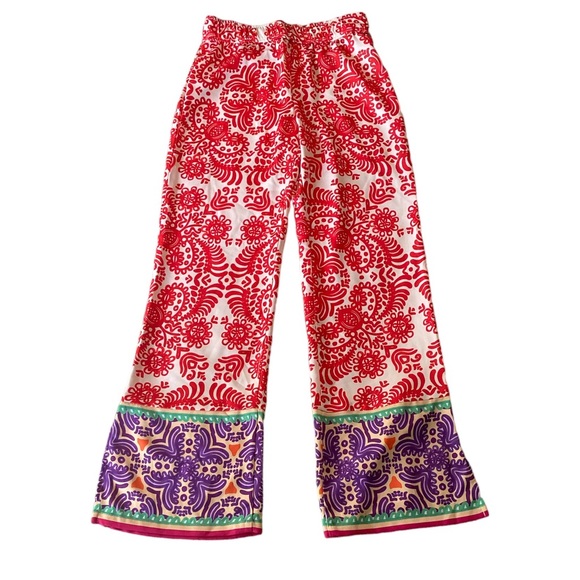 NWT Zara Orange & Purple Printed Wide Flared Leg Pajama Style Pants - S - Picture 4 of 14
